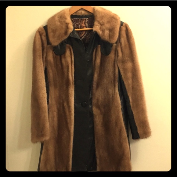 Jackets & Blazers - Vintage Genuine Mink Fur and Leather Fur Coat
